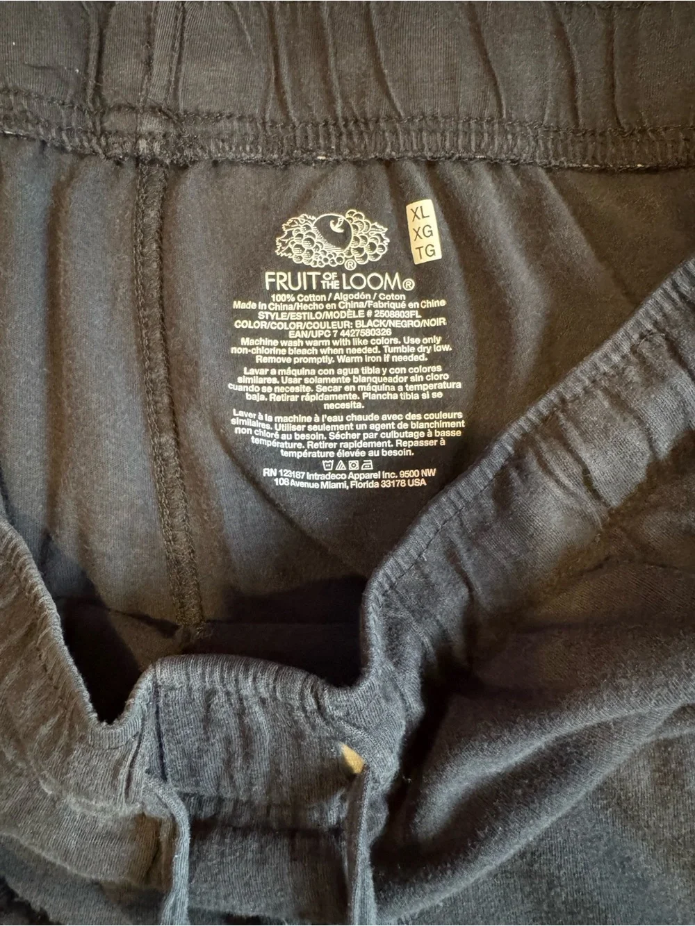 Fruit of the Loom Pajama 2 Pair Bundle Size M (Plaid) & Size L (Black)